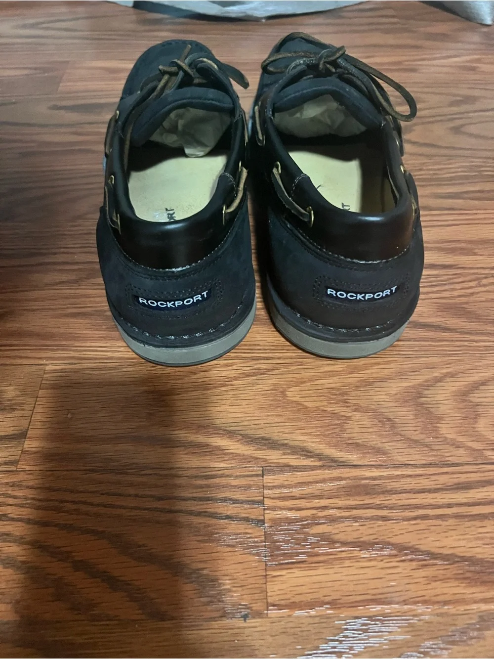 Rockport Black Leather and Nubuck Boat Shoes Size 10